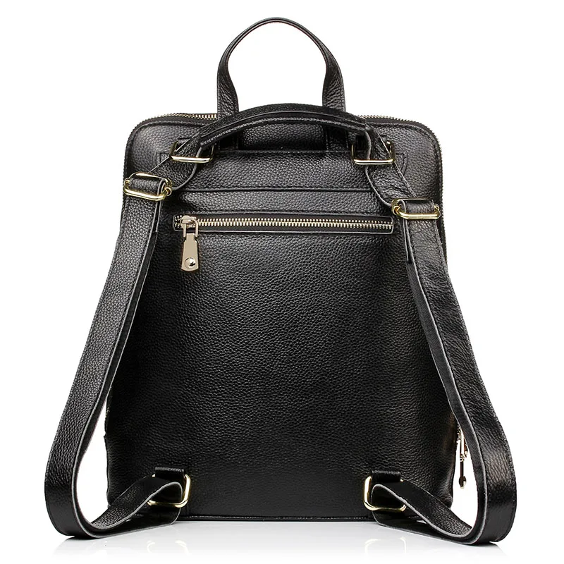 Woman's leather backpack with multiple closure types