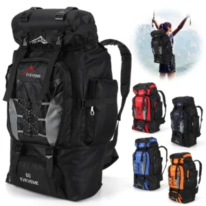 Premium 80L Waterproof Nylon Hiking Backpack with Multiple Compartments for Camping and Trekking