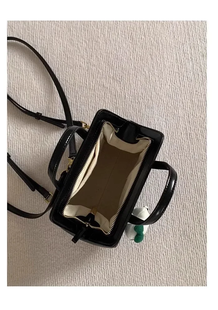 Vintage Black PU Leather Student Backpack with Retro Clip Closure for Women - Image 6