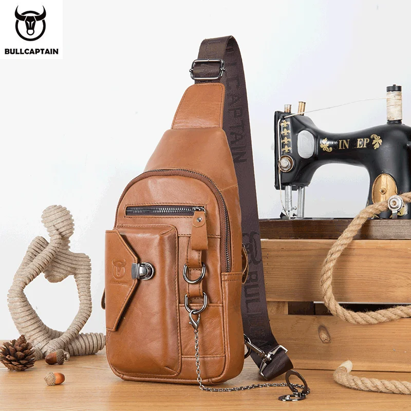 Premium Genuine Leather Men's Chest Sling Bag with Multiple Compartments - Image 9