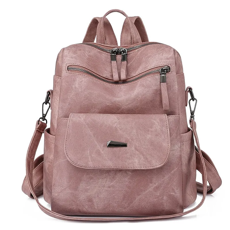 Soft PU Leather Women's Fashion Backpack with Laptop Compartment and Slouchy Design - Image 2