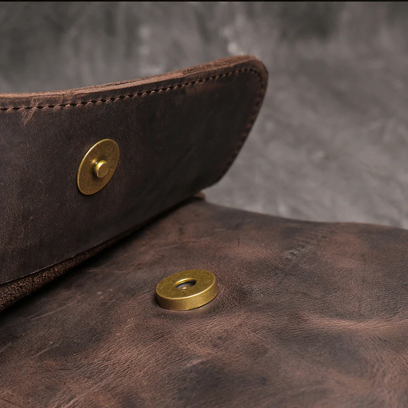Vintage Dark Brown Genuine Leather Men's Messenger Sling Bag with Multiple Pockets - Image 6