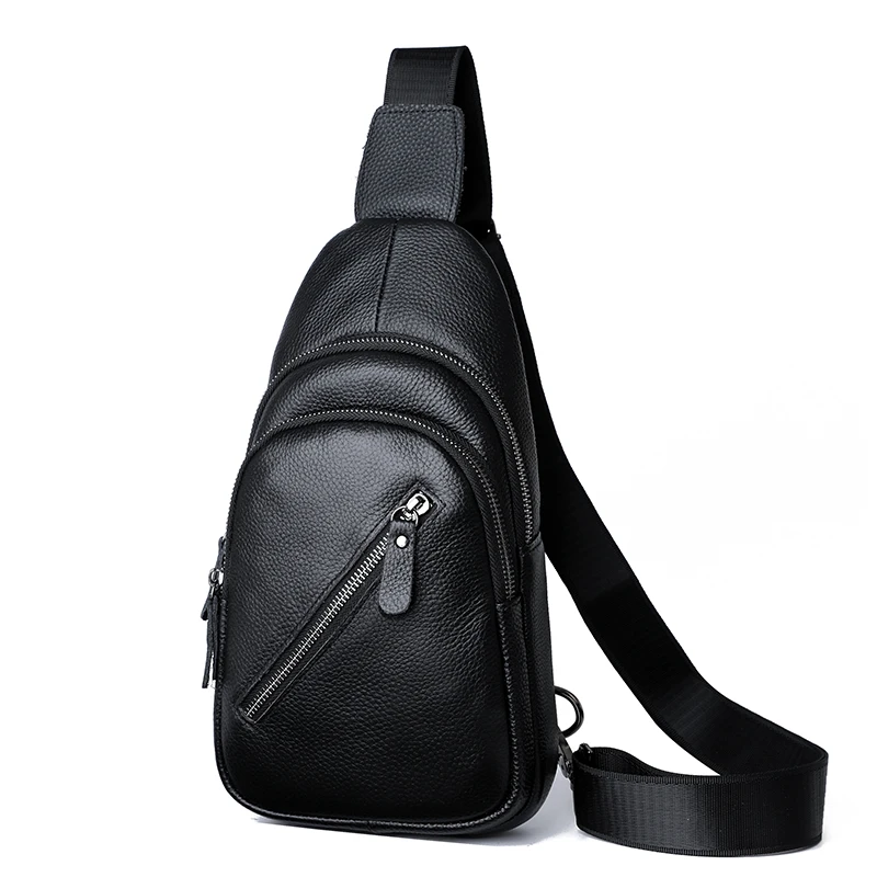 Premium Genuine Leather Men's Chest Bag Casual Crossbody Messenger Bag with Multiple Compartments - Image 9