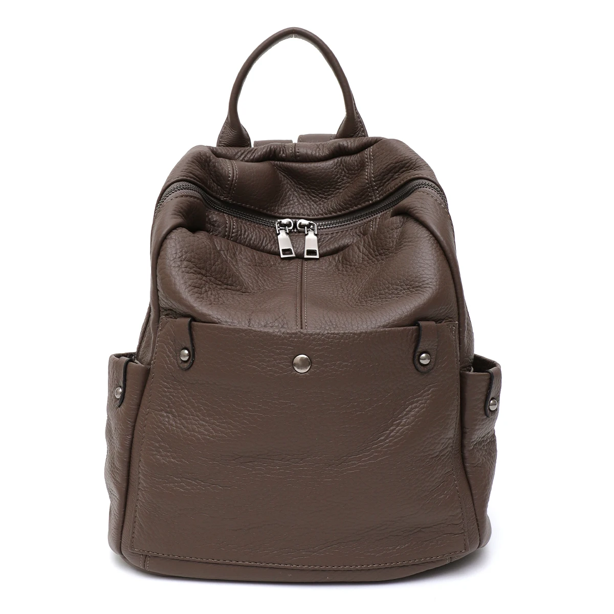 Premium Genuine Cowhide Leather Backpack Unisex Compact Multi-Pocket Casual Daypack for Travel and Everyday Use - Image 9