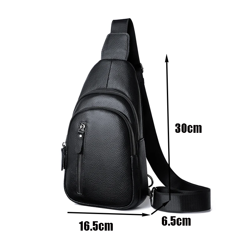 Premium Genuine Leather Men's Chest Bag Casual Crossbody Messenger Bag with Multiple Compartments - Image 5