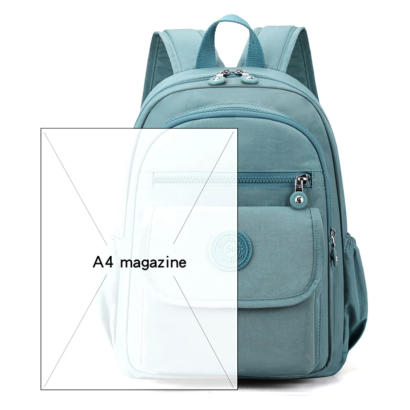 Lightweight Black Nylon Women's Travel Backpack with Zipper Compartments for Commuting and School - Image 5