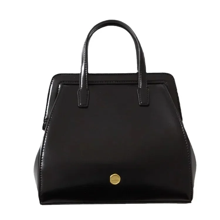 Vintage Black PU Leather Student Backpack with Retro Clip Closure for Women - Image 2
