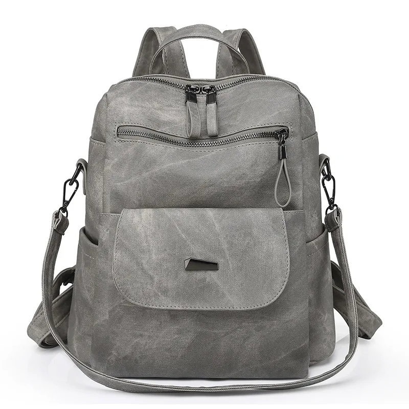 Soft PU Leather Women's Fashion Backpack with Laptop Compartment and Slouchy Design - Image 5