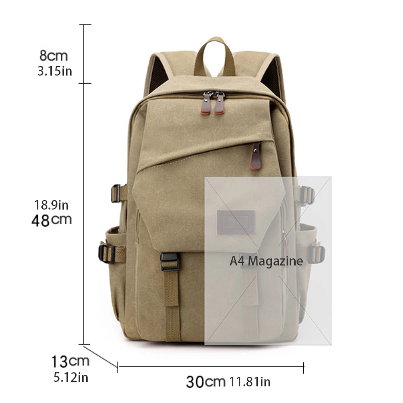 Classic Canvas Unisex Travel Backpack with Adjustable Straps and Multiple Compartments - Image 6