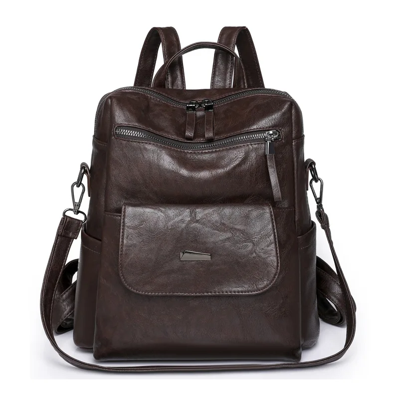 Soft PU Leather Women's Fashion Backpack with Laptop Compartment and Slouchy Design - Image 13
