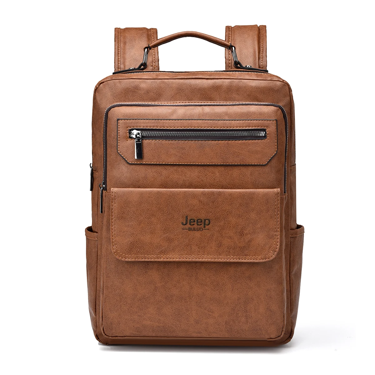 Premium Brown Split Leather Laptop Backpack with 15.6-inch Compartment Waterproof Urban Design - Image 8