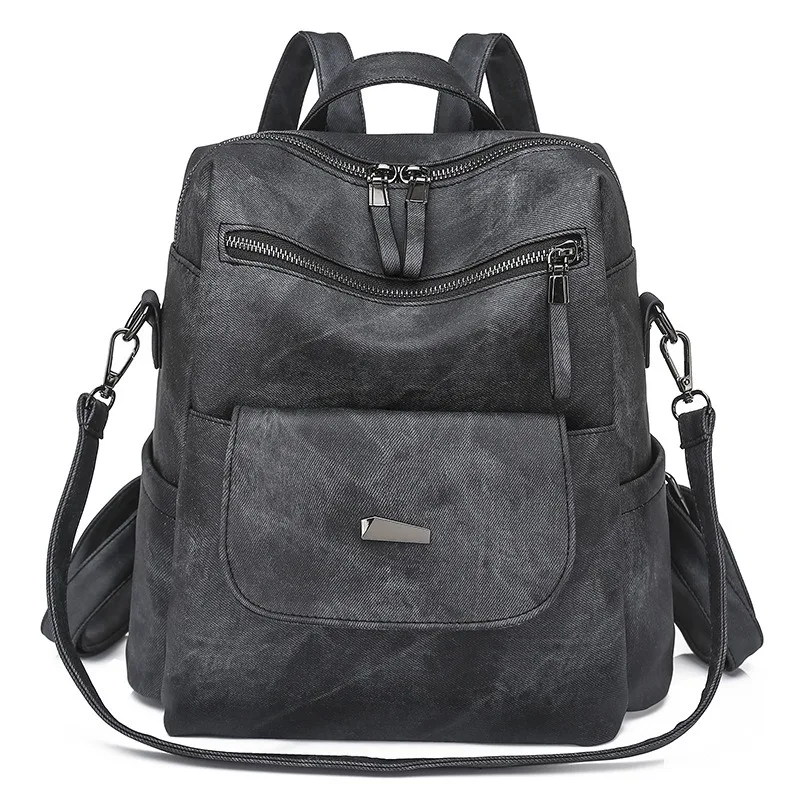 Soft PU Leather Women's Fashion Backpack with Laptop Compartment and Slouchy Design - Image 6