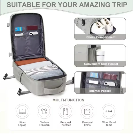 Premium Oxford Unisex Expandable Laptop Backpack with Cabin Size Travel Compartment - Image 3