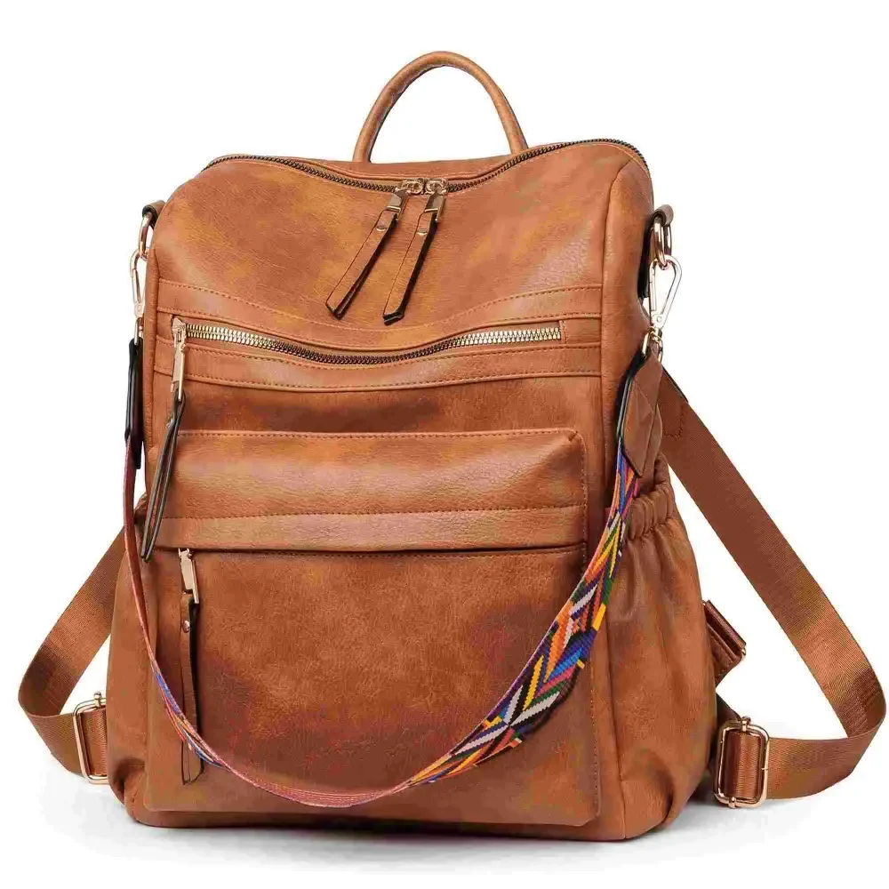 Premium Brown Faux Suede Women's Anti-theft Fashion Backpack for School and Everyday Use - Image 2