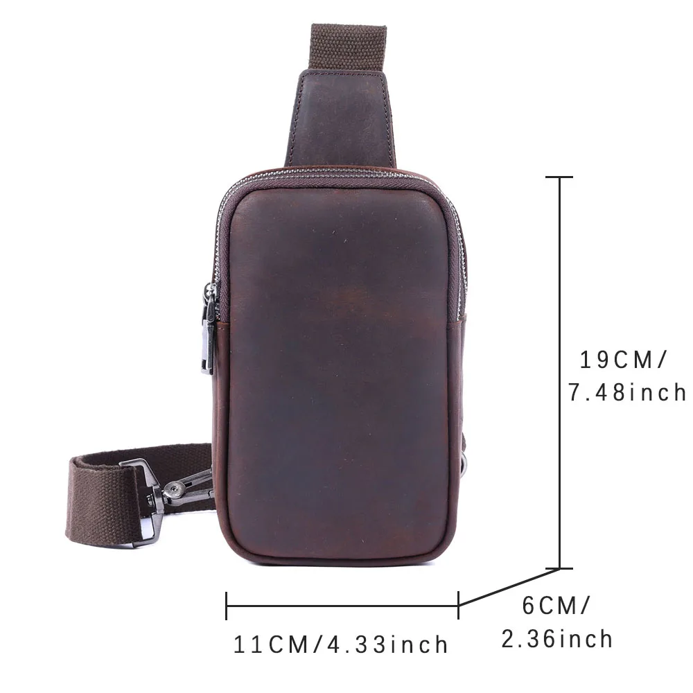Premium Full Grain Leather Chest Sling Bag Men's Crossbody Daypack with Large Capacity - Image 2