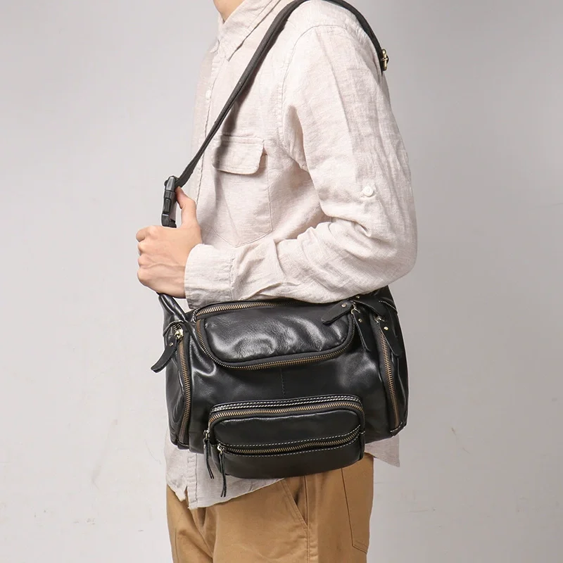 Premium Genuine Cowhide Leather Chest Bag Multi-Purpose Crossbody Sling Pack with Large Capacity - Image 2