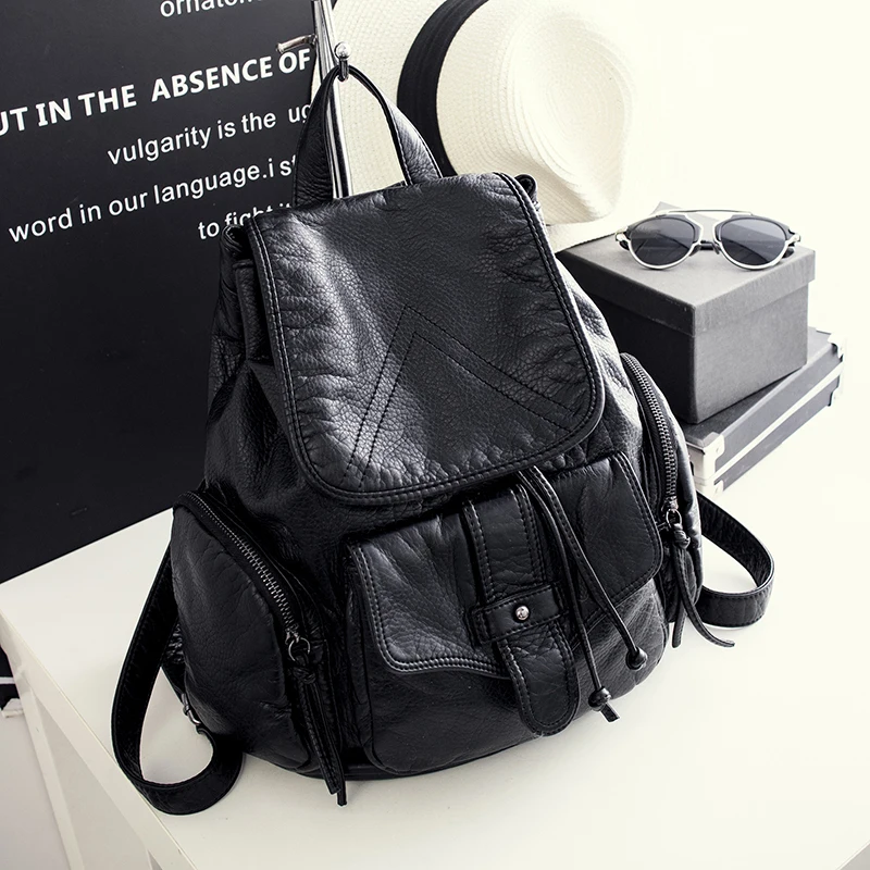 Premium Faux Leather Women's Drawstring Backpack with Large Capacity for Travel and Everyday Use - Image 3
