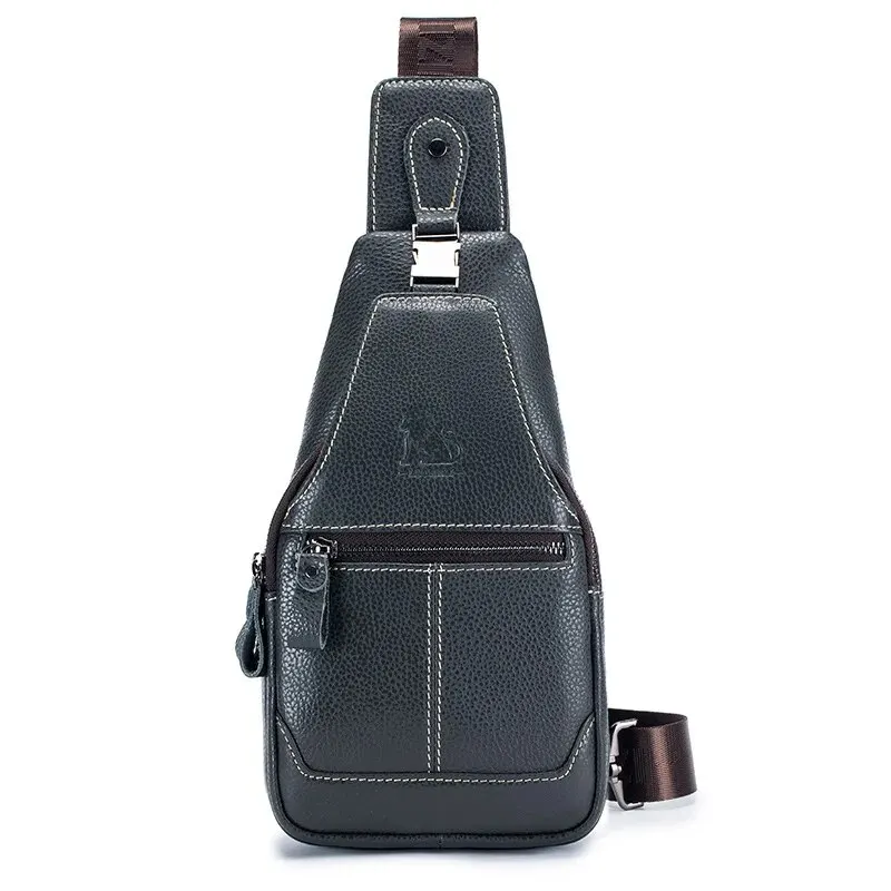 Premium Full Grain Leather Sling Bag Men's Vintage Crossbody Chest Pack with Large Capacity - Image 8