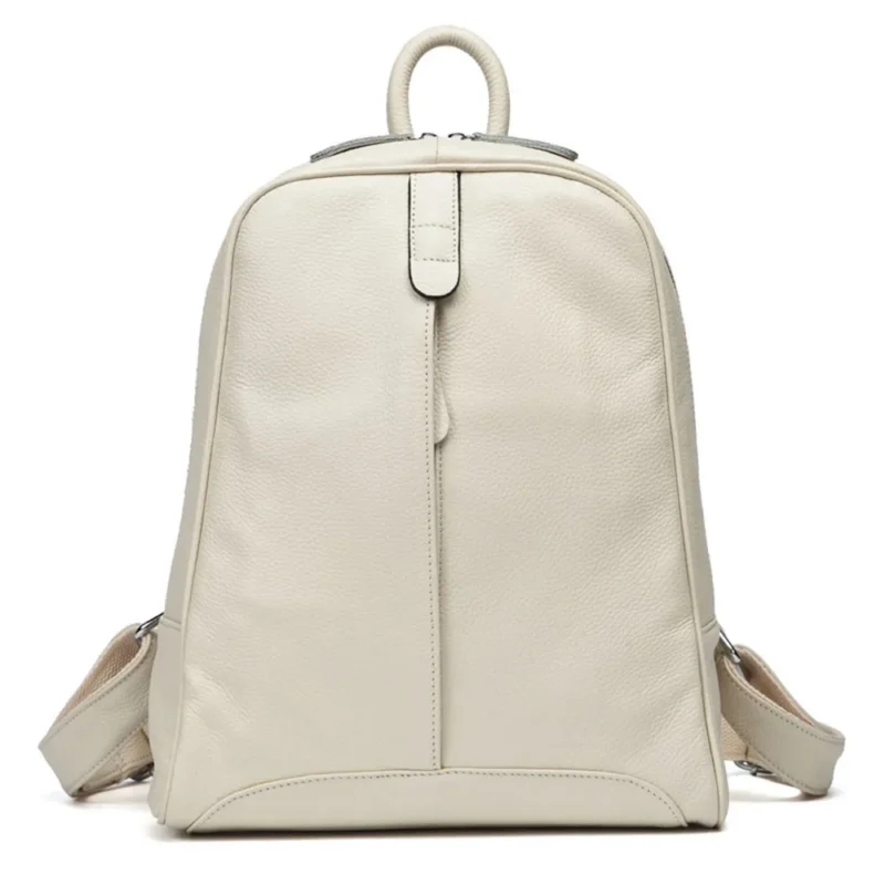 Premium Genuine Cow Leather Women's Fashion Backpack with Multiple Compartments for Travel and School - Image 9