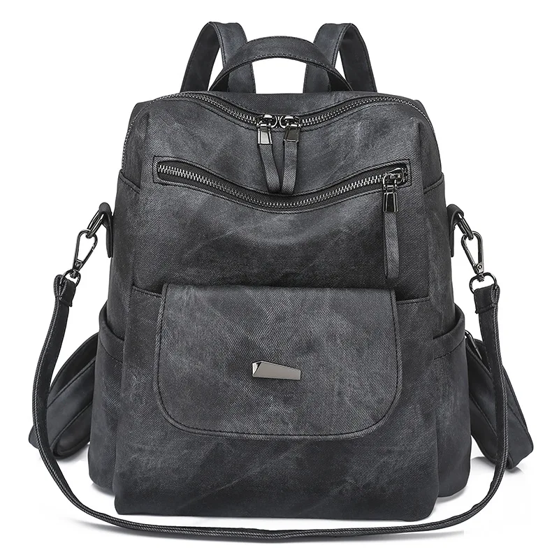 Soft PU Leather Women's Fashion Backpack with Laptop Compartment and Slouchy Design - Image 7