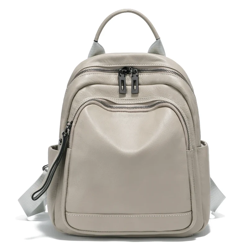Premium Genuine Cowhide Leather Women's Travel Backpack with Multi-Compartment Organization - Image 8