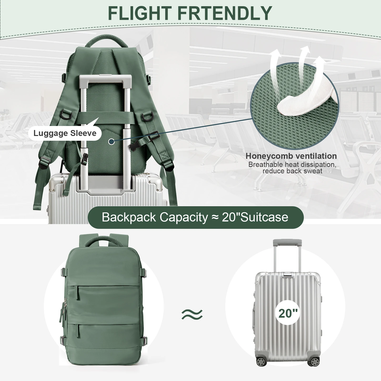 Compact Nylon Travel Backpack 40x20x25cm Cabin Size Carry-On Luggage with Laptop Compartment - Image 5