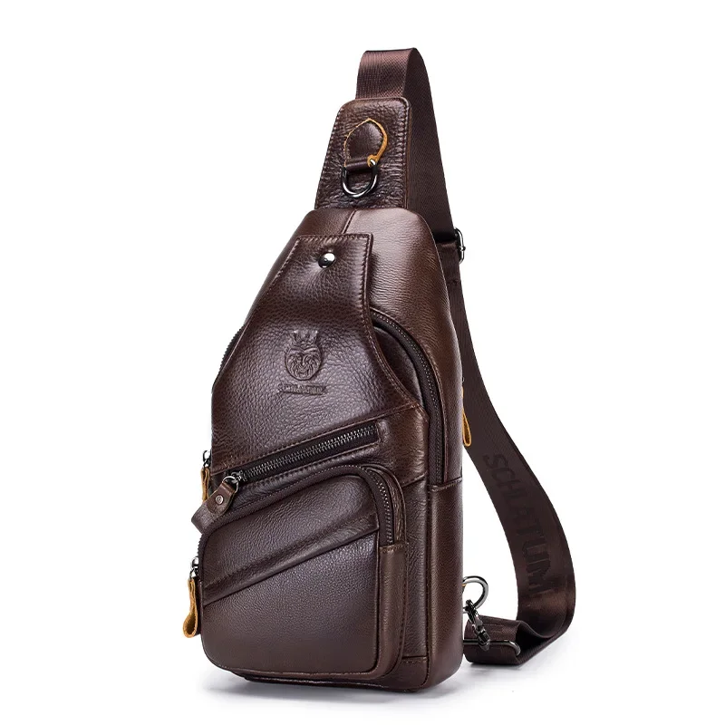 Premium Cowhide Leather Men's Chest Bag Anti-Theft Crossbody Sling with iPad Mini Storage - Image 7