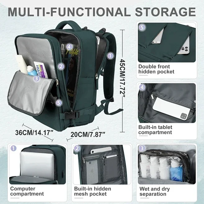 Premium Oxford Unisex Expandable Laptop Backpack with Cabin Size Travel Compartment - Image 4