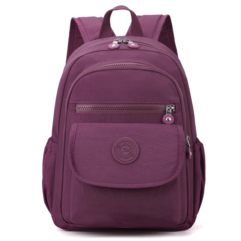 Lightweight Black Nylon Women's Travel Backpack with Zipper Compartments for Commuting and School - Image 14