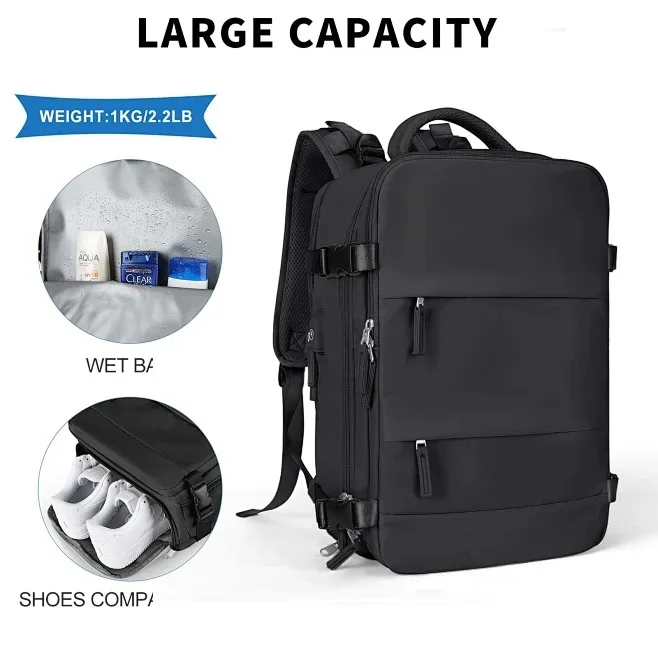 Premium Oxford Unisex Expandable Laptop Backpack with Cabin Size Travel Compartment - Image 6
