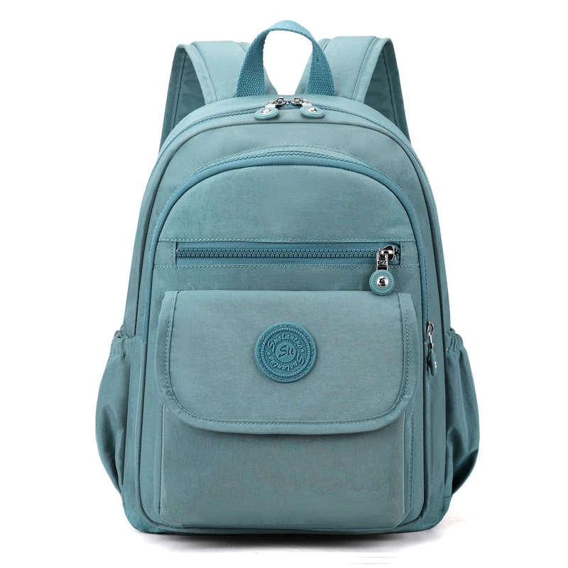 Lightweight Black Nylon Women's Travel Backpack with Zipper Compartments for Commuting and School - Image 12