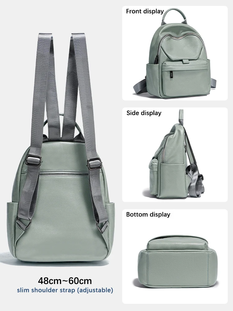 Premium Soft Genuine Leather Women's Backpack Purse with Anti-theft Protection and Multiple Compartments - Image 4