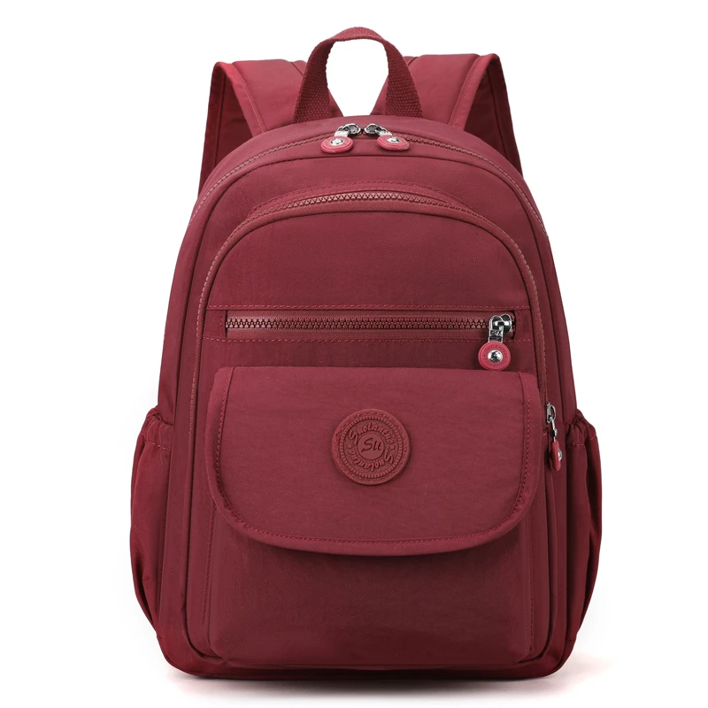 Lightweight Black Nylon Women's Travel Backpack with Zipper Compartments for Commuting and School - Image 13