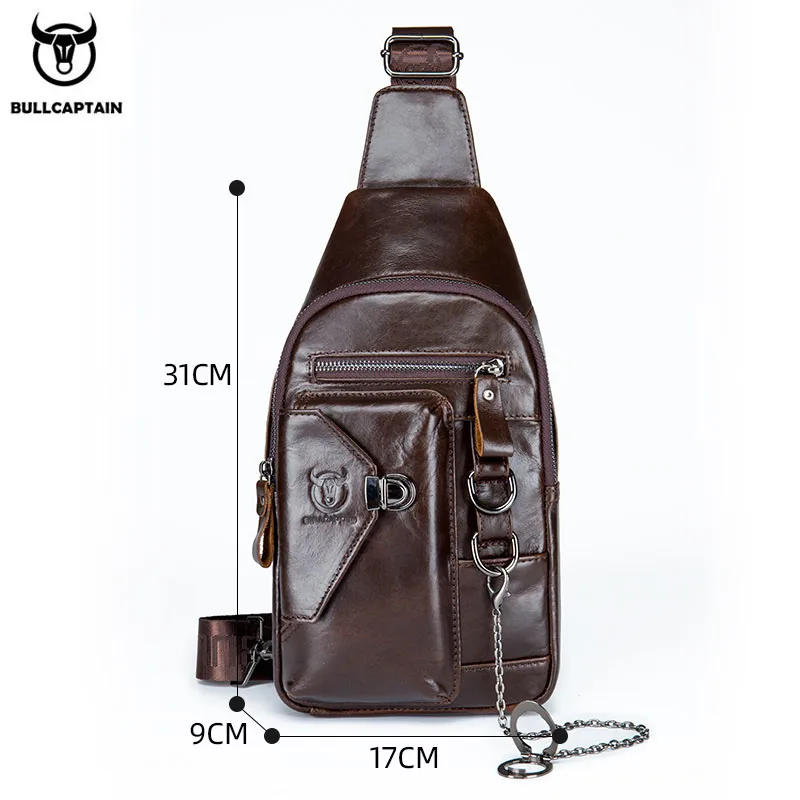 Premium Genuine Leather Men's Chest Sling Bag with Multiple Compartments - Image 6