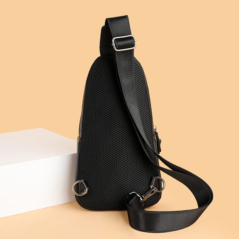 Premium Genuine Leather Men's Chest Bag Casual Crossbody Messenger Bag with Multiple Compartments - Image 4