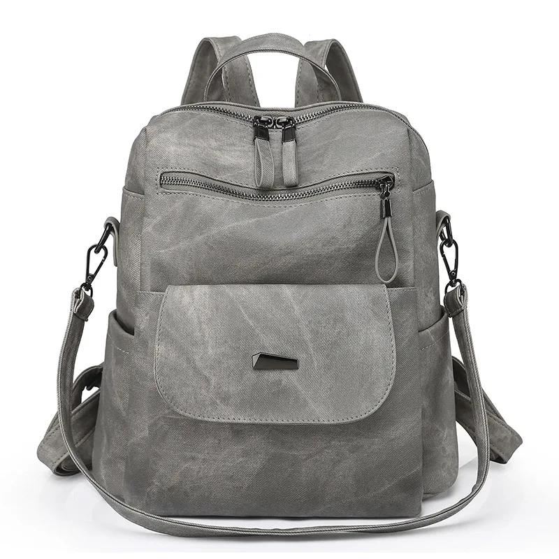 Soft PU Leather Women's Fashion Backpack with Laptop Compartment and Slouchy Design - Image 9