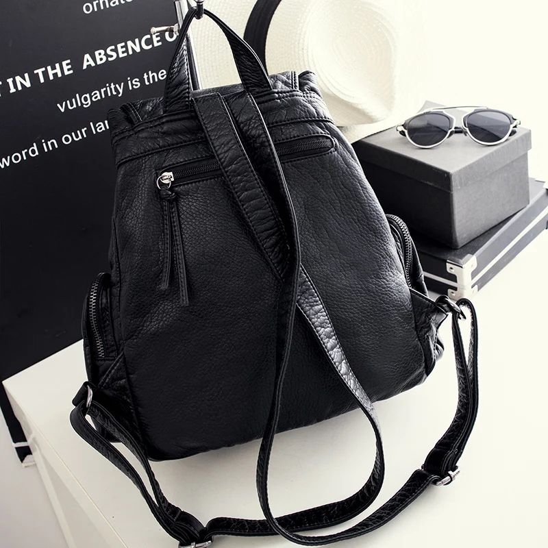 Premium Faux Leather Women's Drawstring Backpack with Large Capacity for Travel and Everyday Use - Image 4