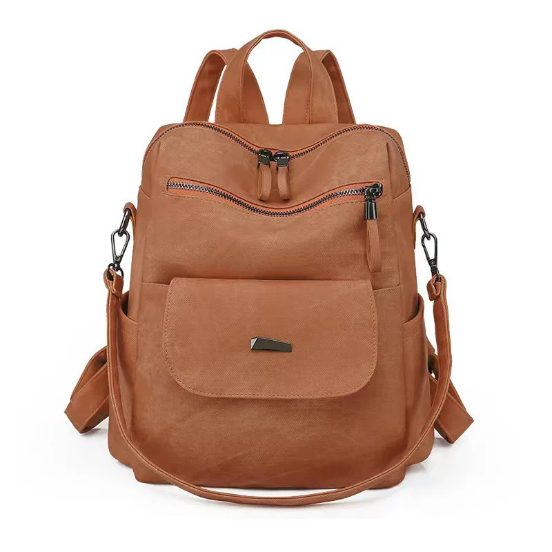 Soft PU Leather Women's Fashion Backpack with Laptop Compartment and Slouchy Design - Image 14