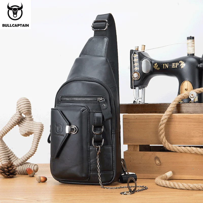 Premium Genuine Leather Men's Chest Sling Bag with Multiple Compartments - Image 7