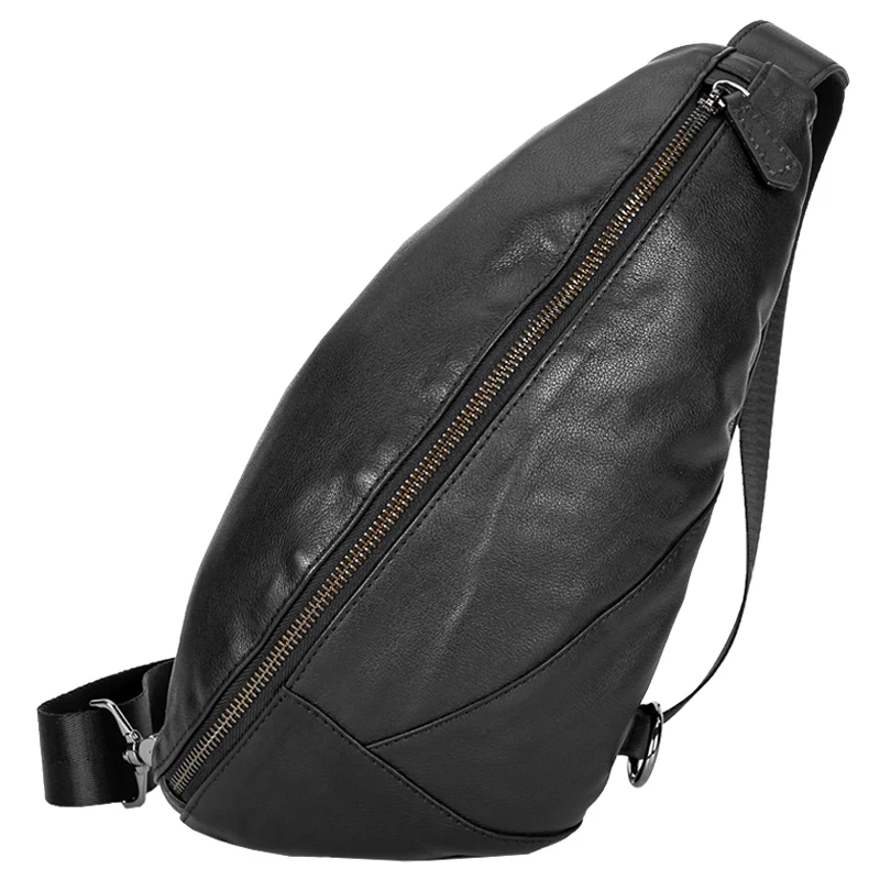 Compact leather sling backpack for minimalist commuters