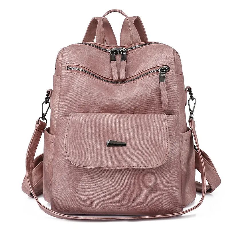 Soft PU Leather Women's Fashion Backpack with Laptop Compartment and Slouchy Design - Image 8