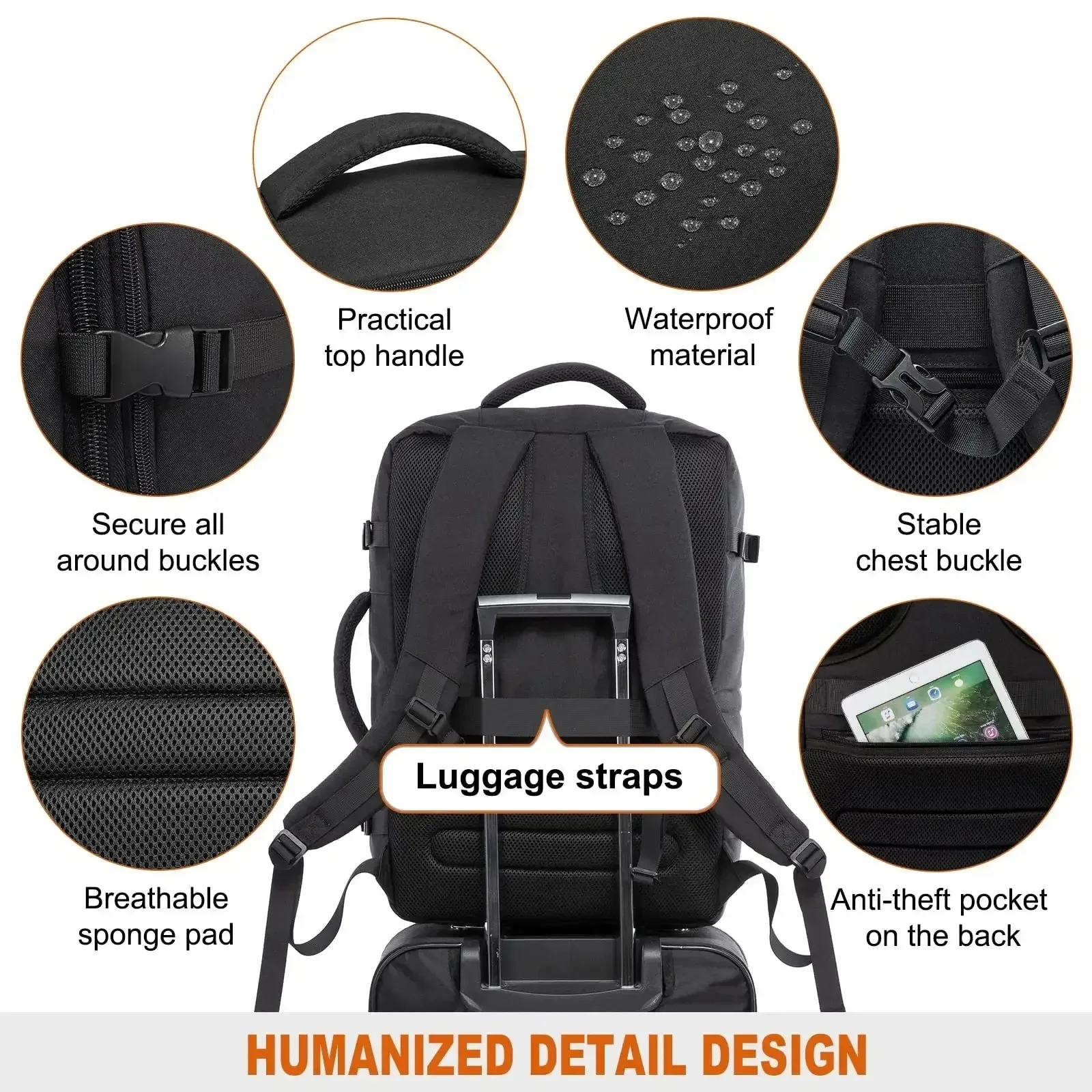 Premium 40L Expandable Waterproof Travel Backpack with Laptop Compartment and Multi-Function Storage - Image 2