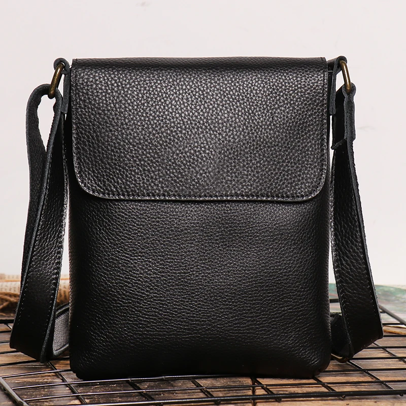 Vintage Dark Brown Genuine Leather Men's Messenger Sling Bag with Multiple Pockets - Image 7