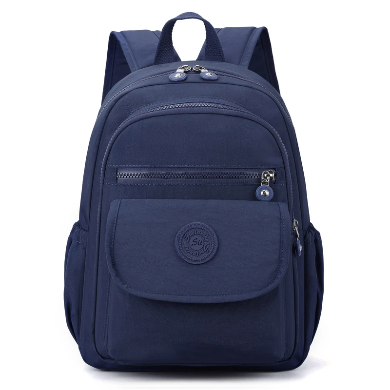 Lightweight Black Nylon Women's Travel Backpack with Zipper Compartments for Commuting and School - Image 7