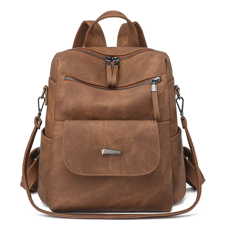 Soft PU Leather Women's Fashion Backpack with Laptop Compartment and Slouchy Design - Image 10