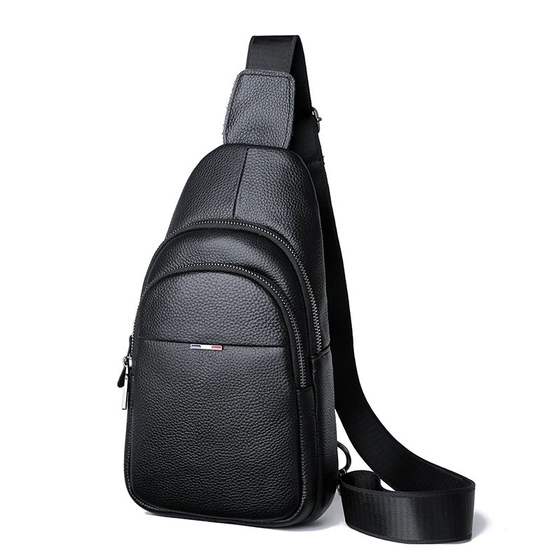 Premium Genuine Leather Men's Chest Bag Casual Crossbody Messenger Bag with Multiple Compartments - Image 8