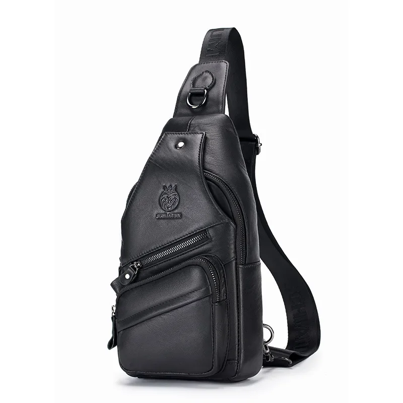 Premium Cowhide Leather Men's Chest Bag Anti-Theft Crossbody Sling with iPad Mini Storage - Image 8
