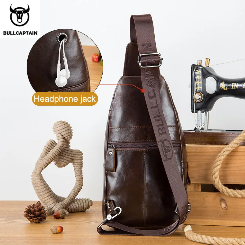 Premium Genuine Leather Men's Chest Sling Bag with Multiple Compartments - Image 2