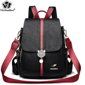 Premium PU Leather Women's Backpack with Tassels for Travel, School and Everyday Use