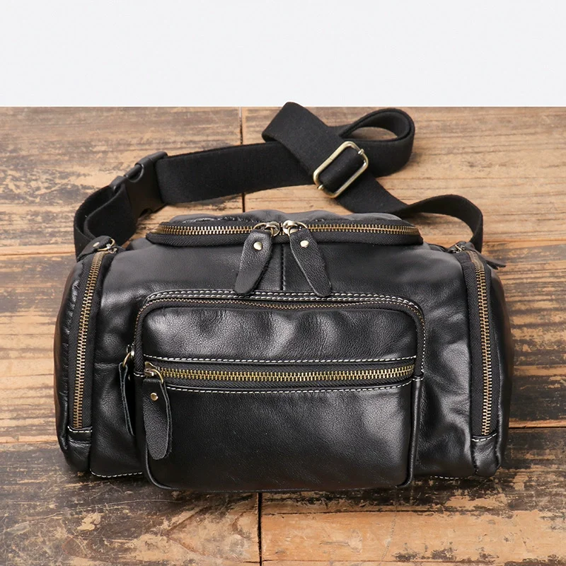 Premium Genuine Cowhide Leather Chest Bag Multi-Purpose Crossbody Sling Pack with Large Capacity - Image 5